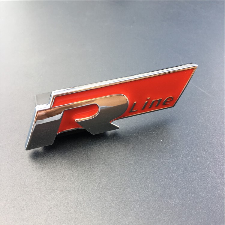 迈腾速腾polo改装r车标rline侧标车贴尾标中网标哑光rline红色中网标