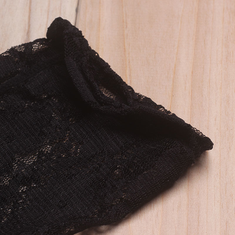 韩国日系蕾丝中筒袜子女森系复古袜韩版堆堆袜日系长筒女袜套靴袜黑色