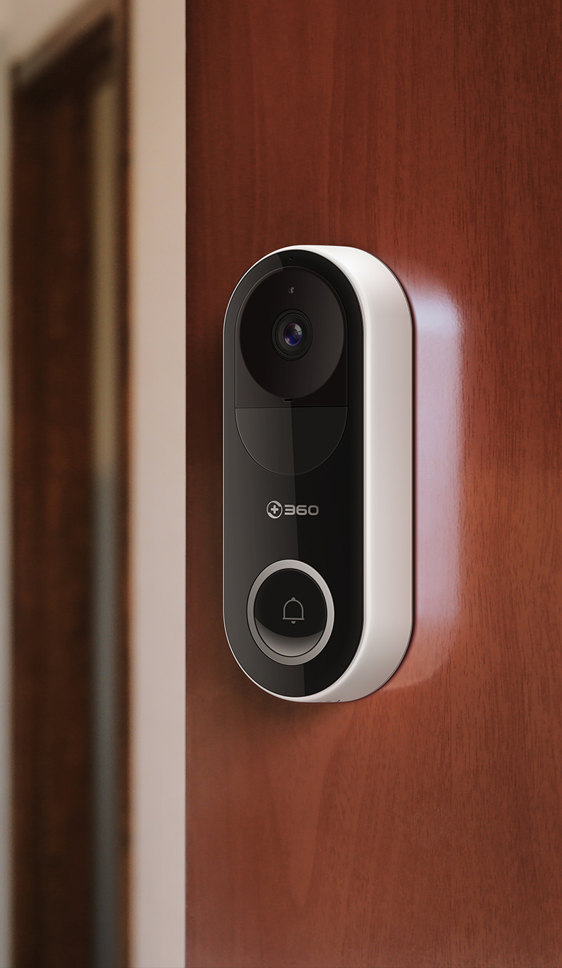 360智能家居d819 360智能门铃可视对讲门铃电子猫眼免打孔家用无线
