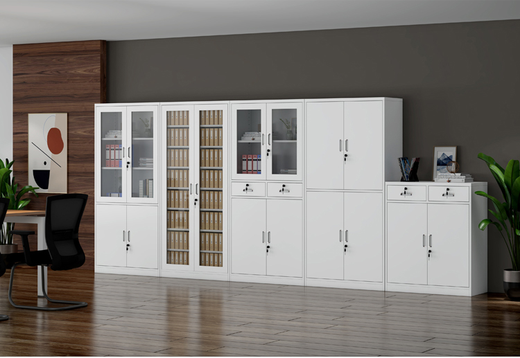 永格财务室文件柜铁皮柜档案办公资料柜子钢制储物柜带锁连体五节