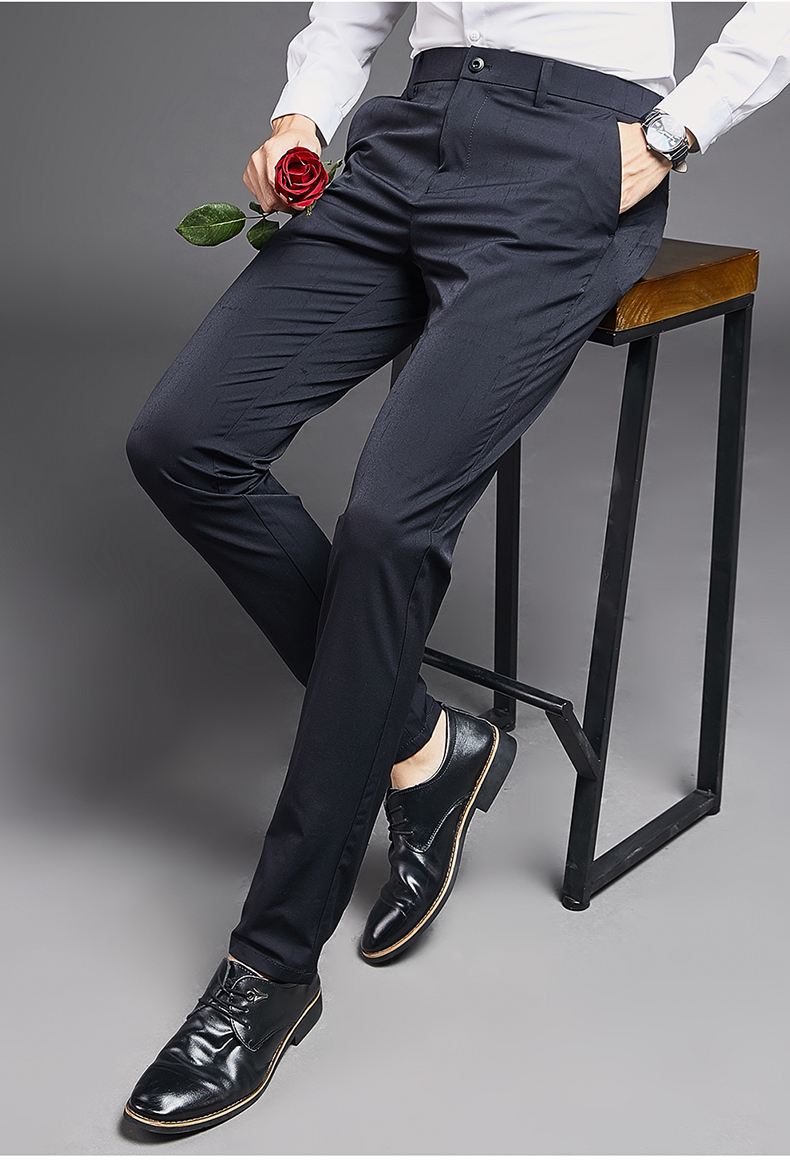 男士休闲裤高端商务男裤修身正装西裤抗皱免烫休闲长裤zy206