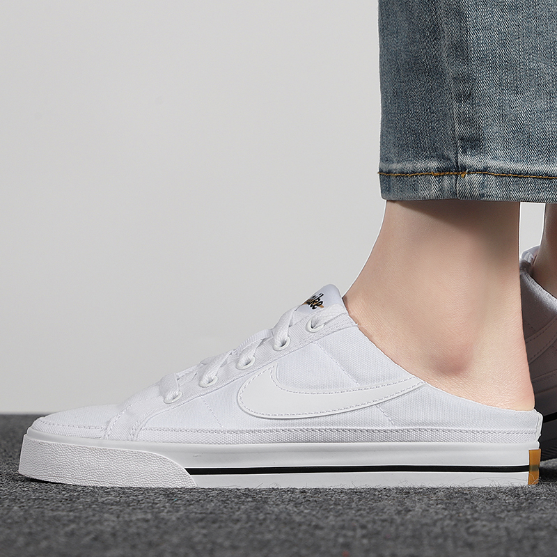 nike耐克时尚潮流女款运动休闲百搭白色帆布拖鞋db3970100d