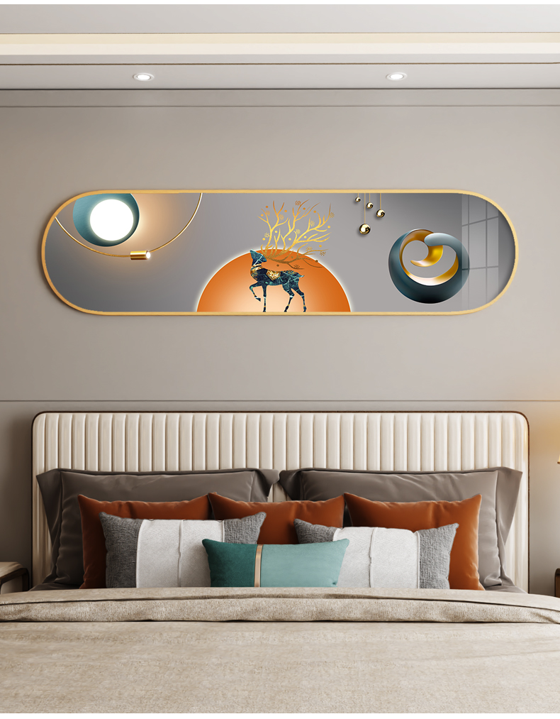 怡茹卧室床头装饰画轻奢风房间壁画现代简约主卧房间大气晶瓷单幅挂画