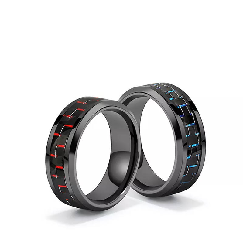 钛钢潮男炫酷碳纤维戒指日韩版黑色个性食指指环霸气尾戒学生戒子