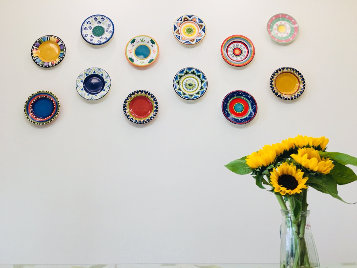 优选好货个性手绘墙面挂盘子欧美式餐厅装饰客厅沙发艺术背景墙咨询