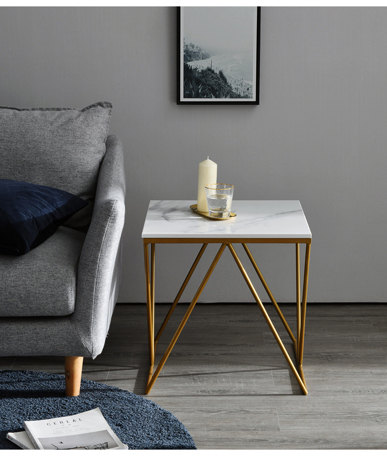 杞沐北欧大理石茶几小户型客厅沙发边几轻奢床头桌可移动小桌子方角几