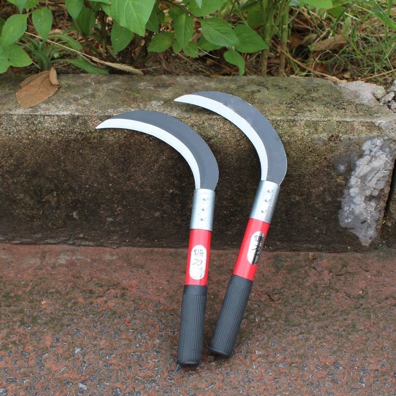 jing ping农用长柄镰刀绿化割草刀除草割镰刀韭菜弯刀割麦子打草廉刀