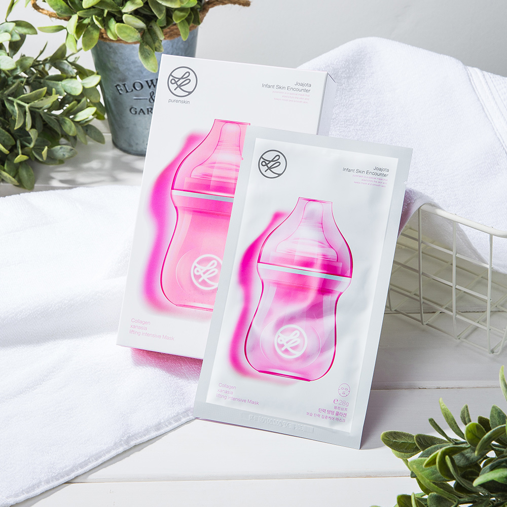 韩国purenskin普若丝芙胶原蛋白小奶瓶面膜紧致抗初老10片盒