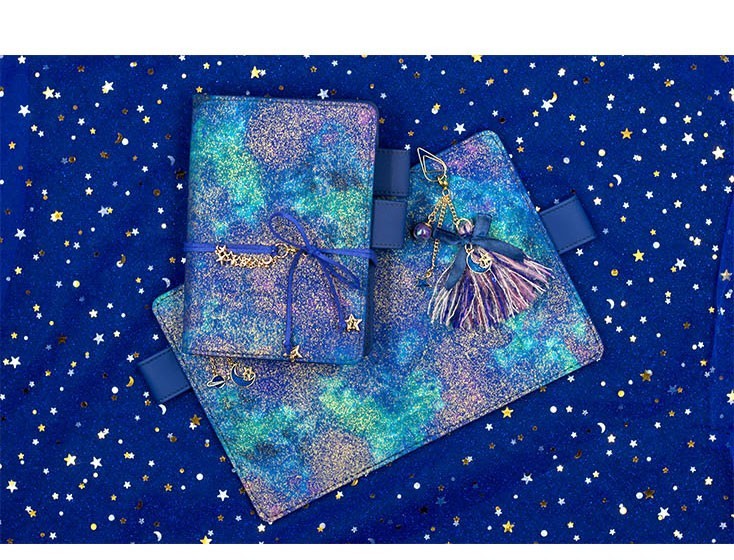 星空系列少女心手账本小清新ins空白旅行记事本a6网格烫金日记本可爱