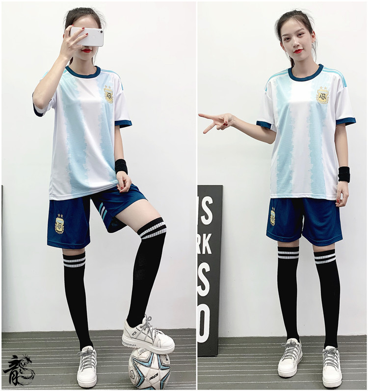 足球服女套装足球训练服女生考试比赛队服c罗梅西足球衣s4