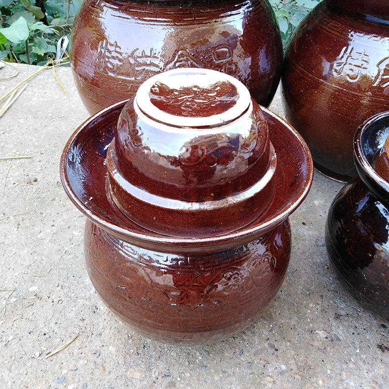 老式陶瓷泡菜坛子腌菜坛带盖土陶大号家用腐乳辣酱豆瓣酱坛子罐子磕碰