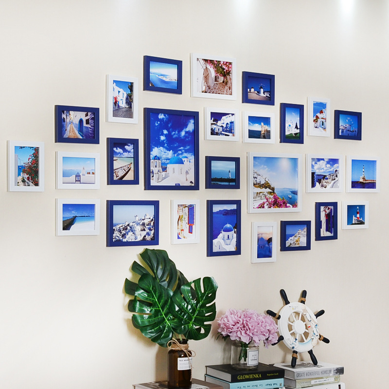 敬平北欧风格7寸照片墙相框免打孔背板墙装饰组合挂墙上家庭相册客厅5