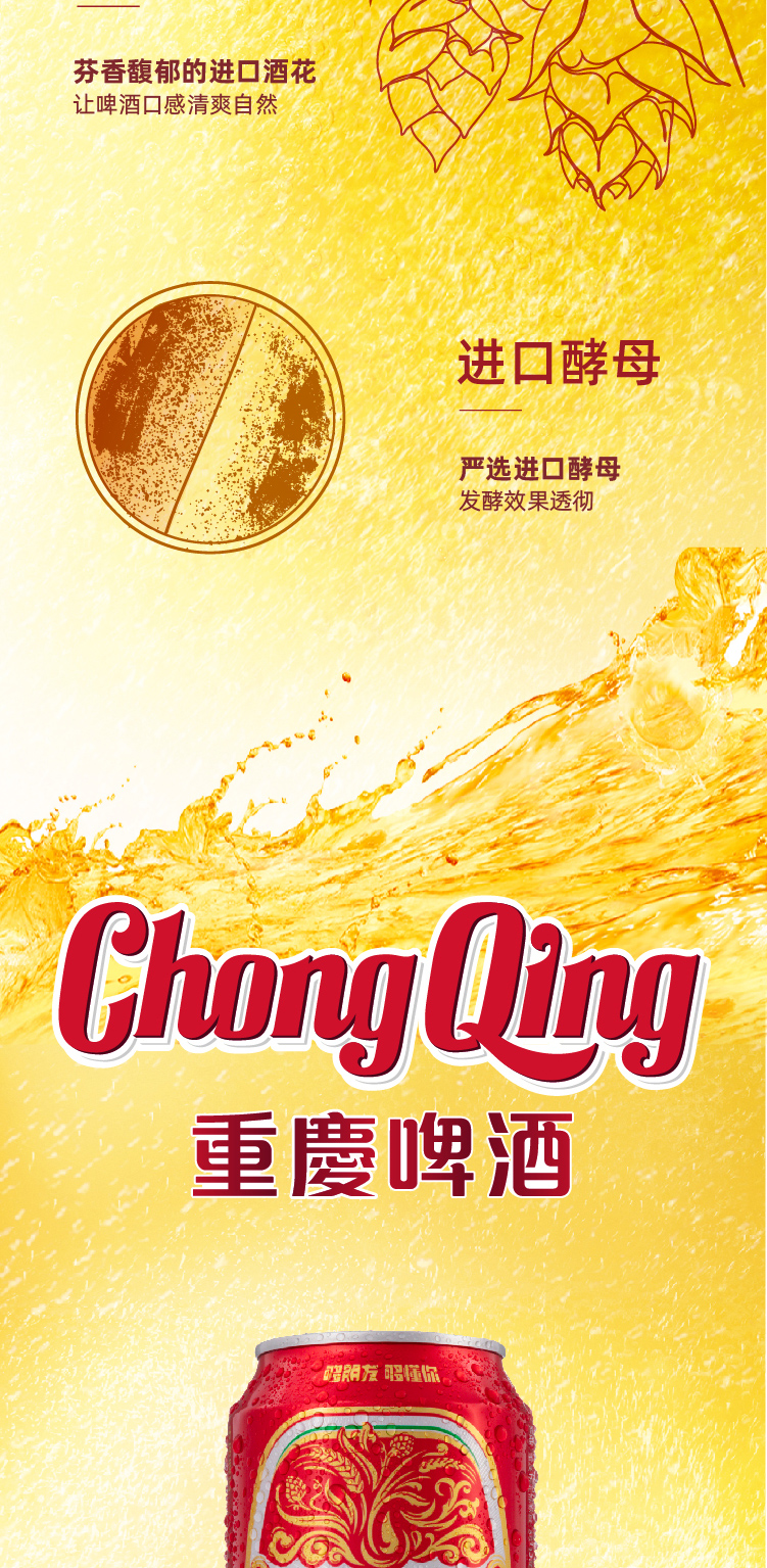 重庆啤酒国宾330ml*24罐 整箱装 麦香浓郁 口感醇正 食品美食