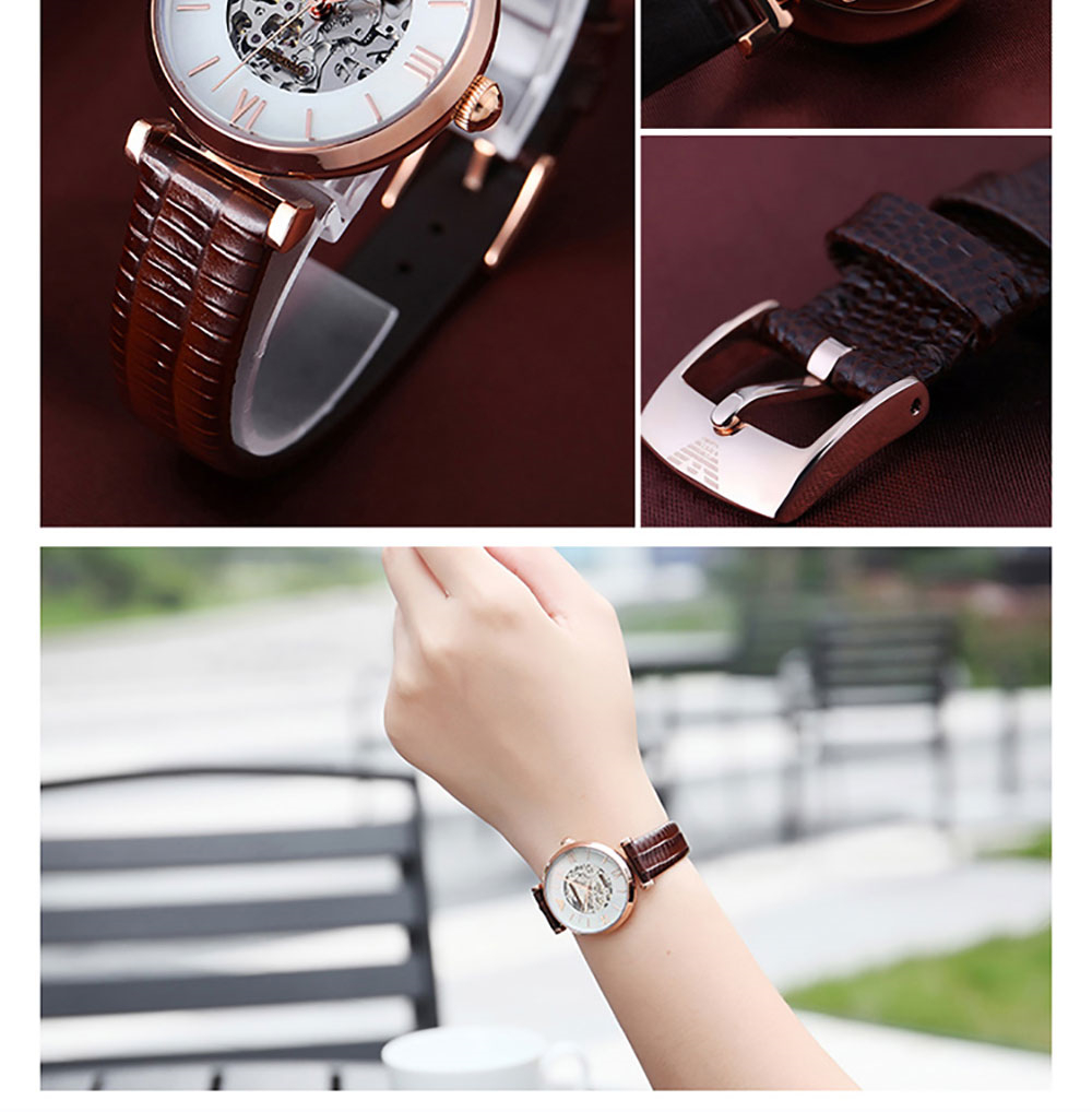 自营 阿玛尼(ar1993) 时尚镂空背透机械表女 时尚自动机械表女士腕表