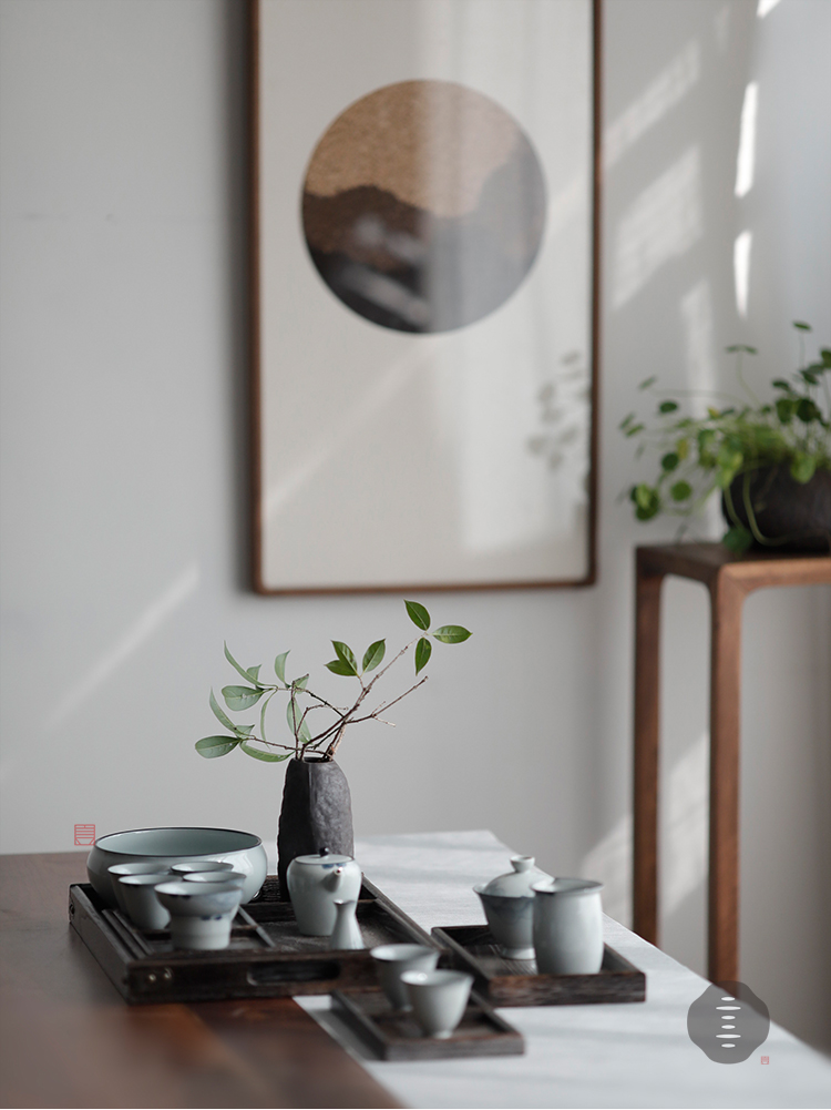 三维工匠古朴干花花瓶粗陶小号复古陶瓷中式禅意花器客厅摆件创意水培