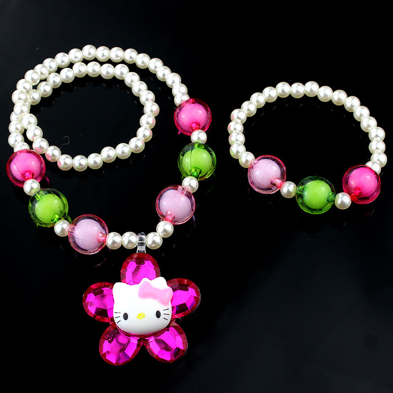 儿童配饰品韩版宝宝假耳环耳夹卡通项链手链套装女童彩色公主款45号