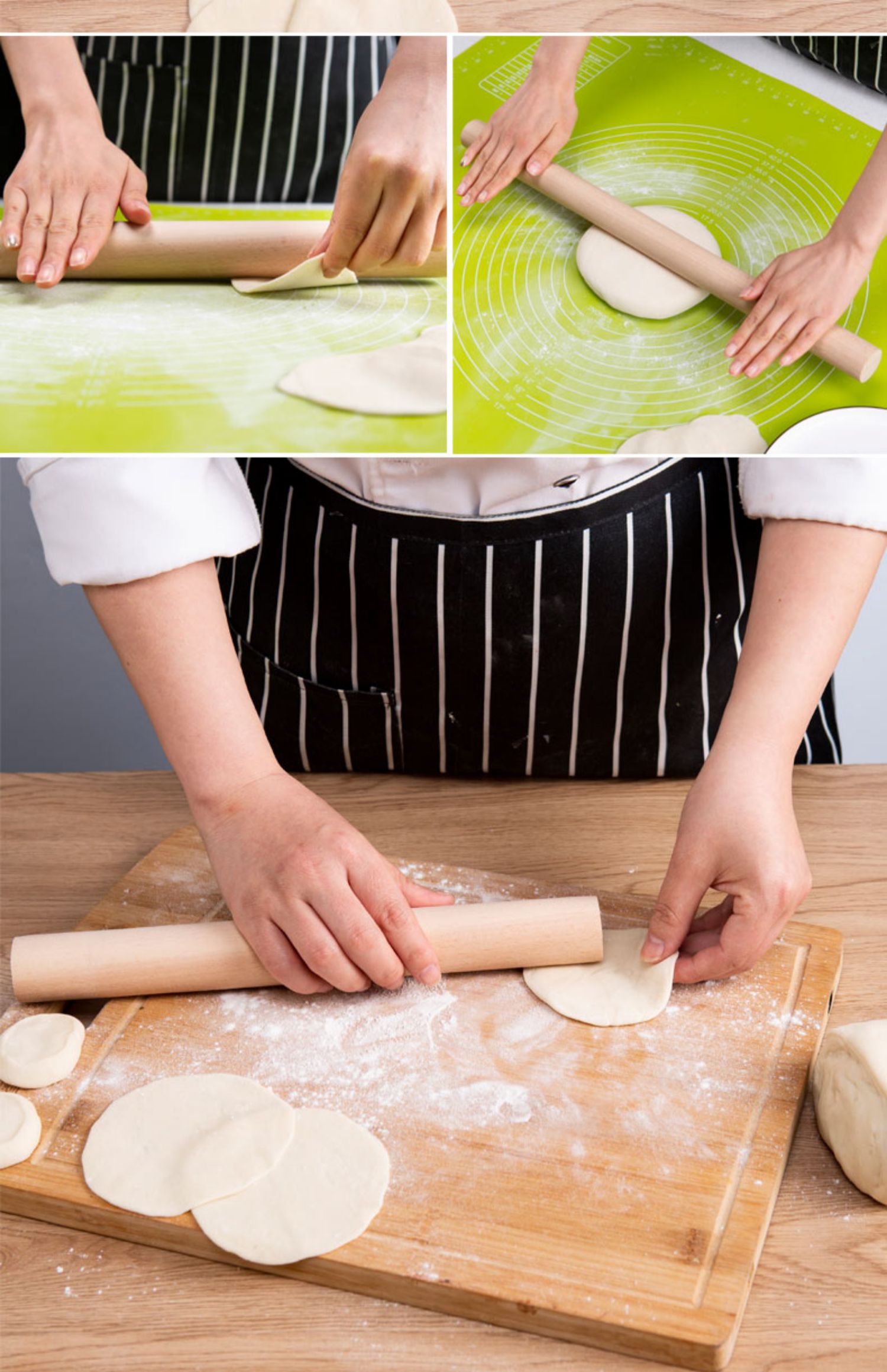 敬平(jing ping)厨房小工具擀面杖2 实木家用不粘饺子皮大小号赶面棍