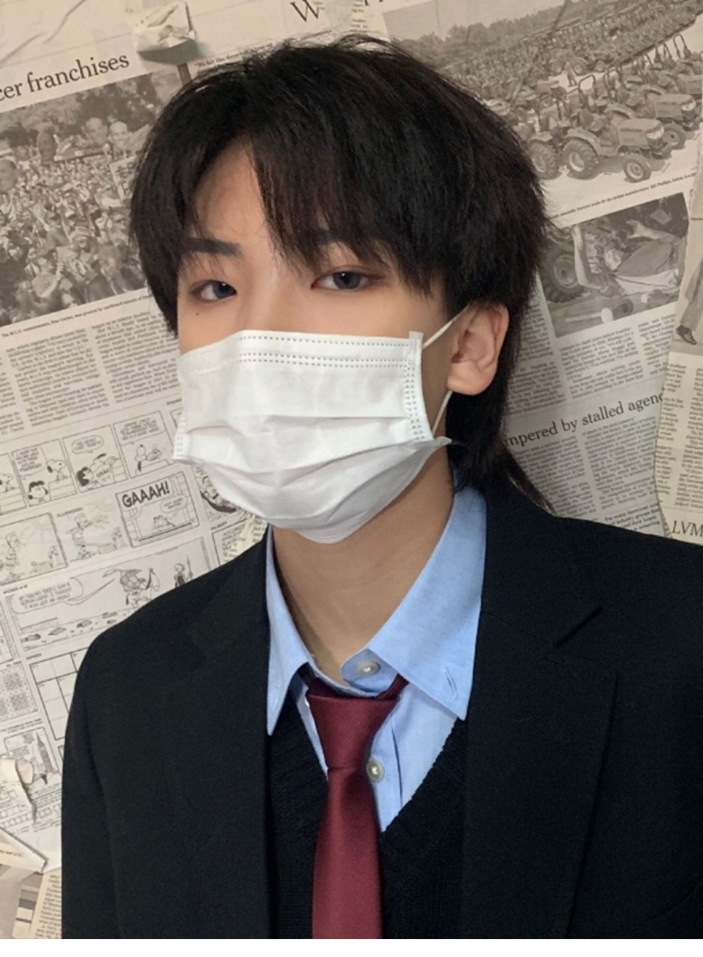 假发男短发鲻鱼头网红狼尾头韩版帅气全头套时尚蓬松自然男士发型 你