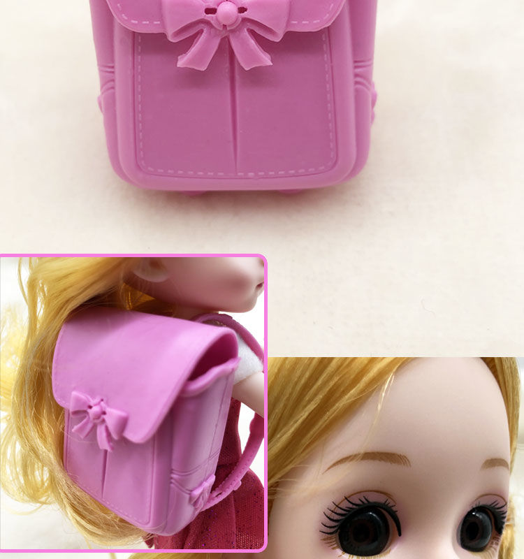 30厘米芭比娃娃用的玩具迷你粉色小书包女孩过家家娃娃配件一个书包