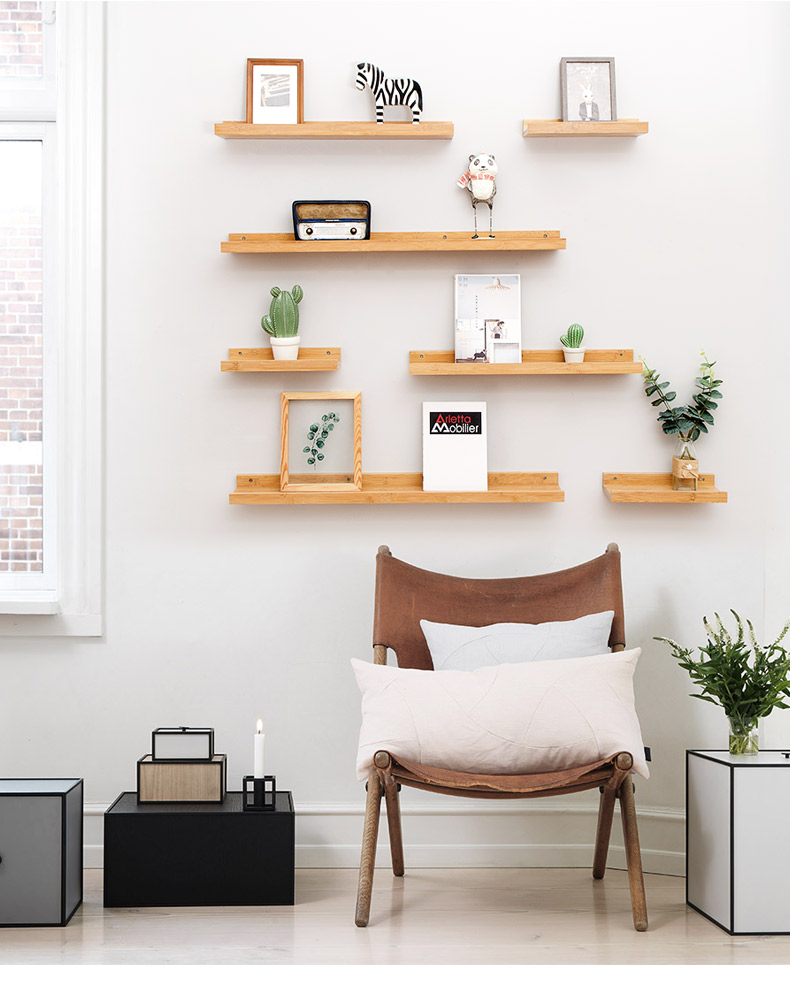 艺可恩墙上置物架墙壁挂架电视墙卧室墙面装饰搁板层板挂墙一字隔板