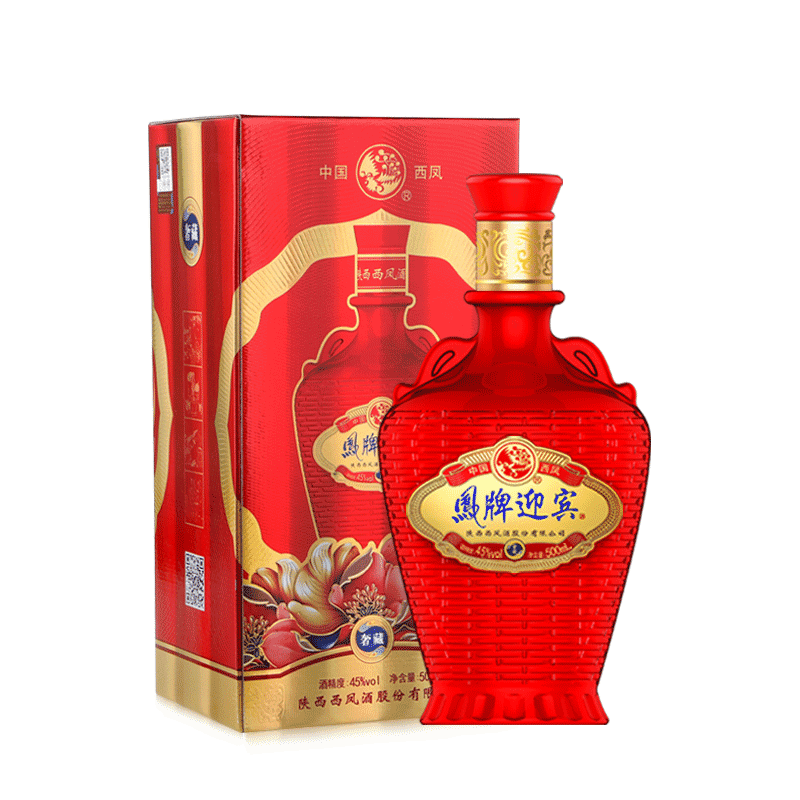 西凤酒 凤牌迎宾酒奢藏 45度浓香型白酒 单瓶500ml