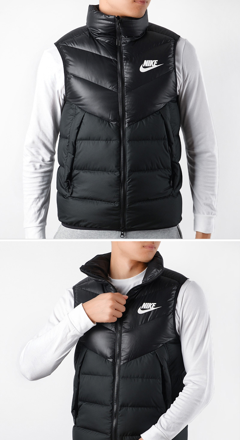 nike耐克男装2020新款保暖马甲立领羽绒背心运动外套夹克928860