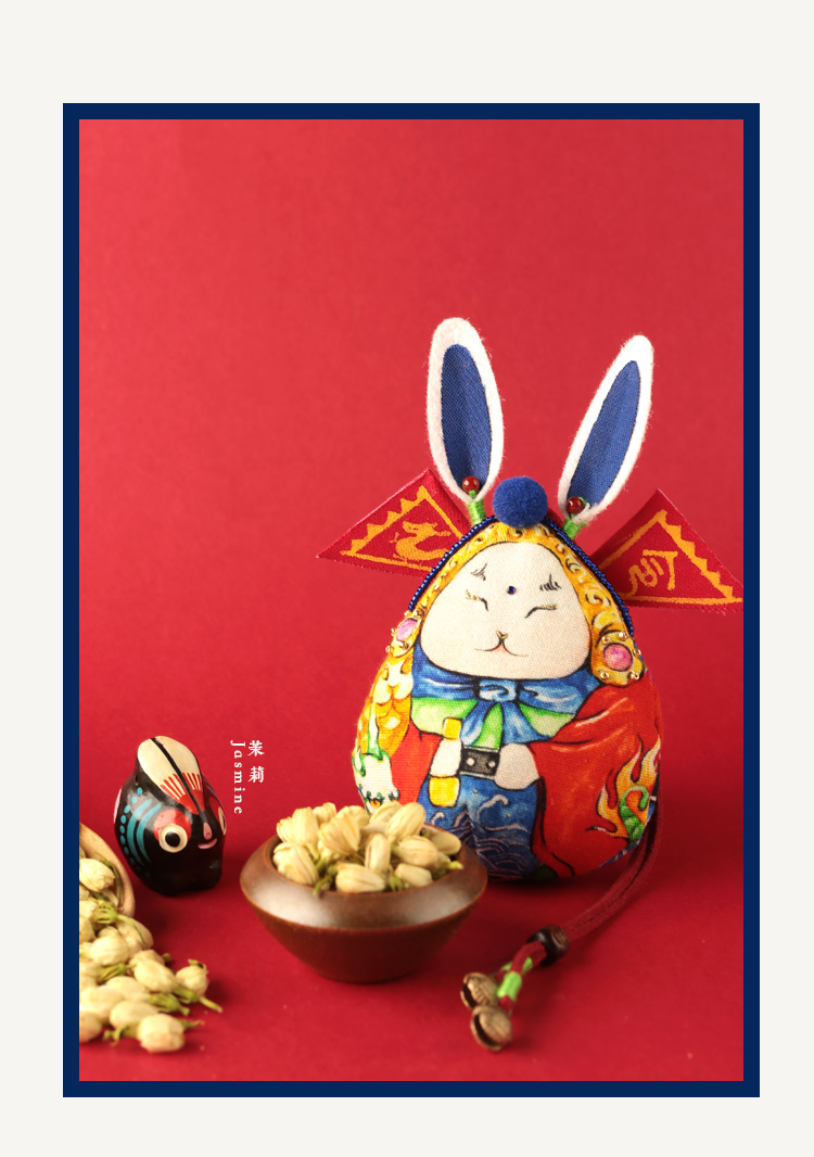 兔爷泥人兔儿爷香囊手工刺绣中国风车挂中秋礼品老北京特色兔爷