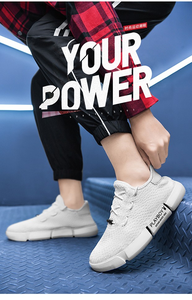 花花公子运动鞋男2021新款时尚男士韩版潮流帅气透气休闲飞织网鞋男鞋