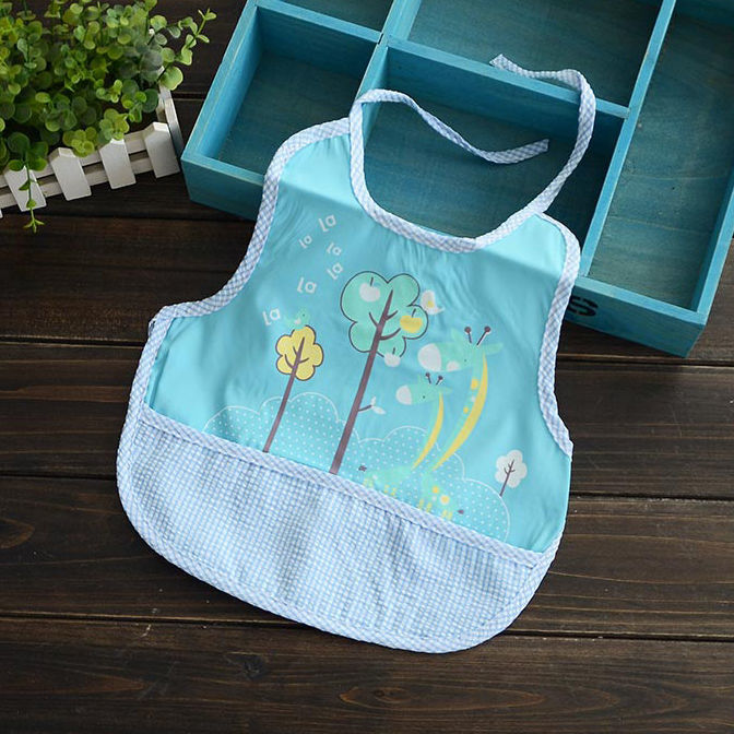 吃饭围兜宝宝饭兜防水围嘴婴儿童小孩喂饭系带防脏无袖罩衣画画衣粉色