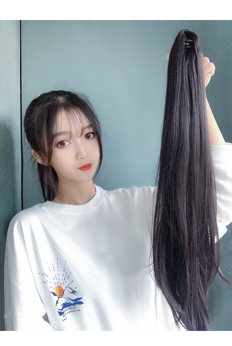你那么美假发 假发女长发马尾绑带式中长直发微卷款自然网红辫子抓夹