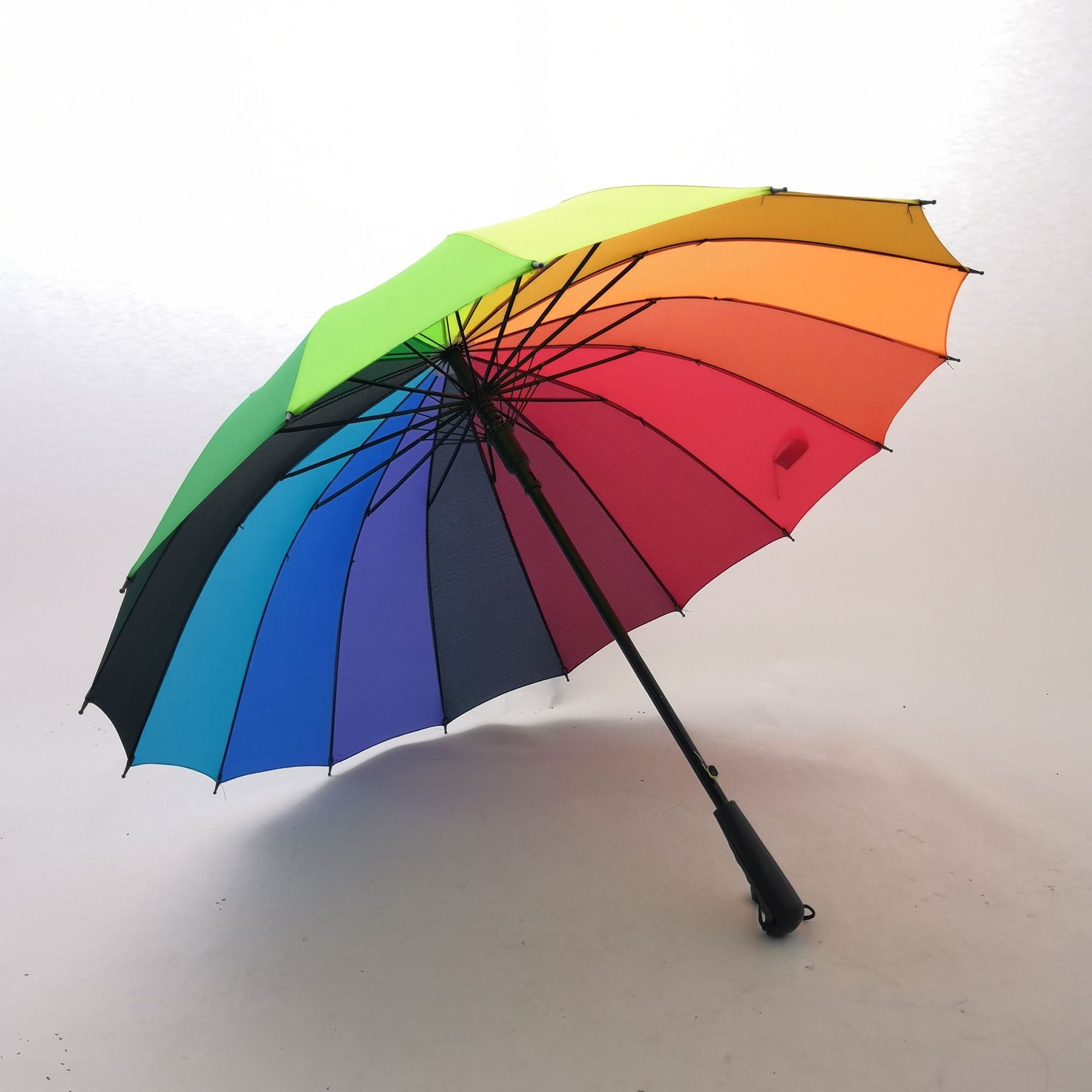 创意厂家批16股自动直杆伞彩虹伞晴雨伞广告伞定制logo保险