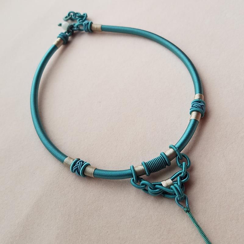 《灰色 玉绳手编绳diy黑绳项圈玉佩挂绳项链绳子结玉坠挂绳吊坠挂绳