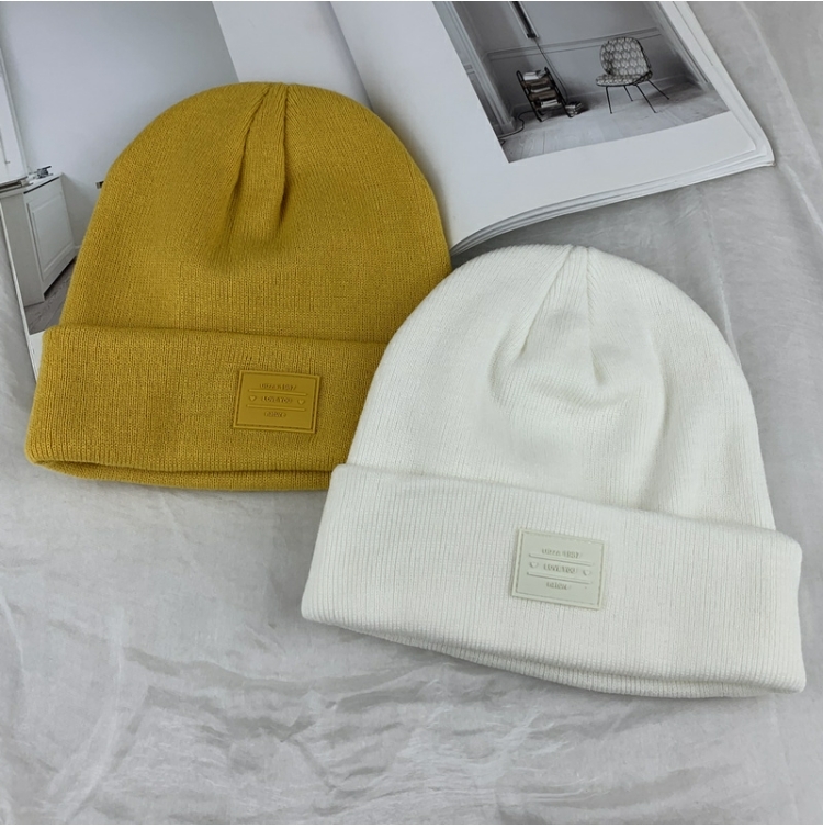 suntek帽子 suntek针织帽子男韩版百搭潮牌尖尖白色毛线帽贴标冷帽女