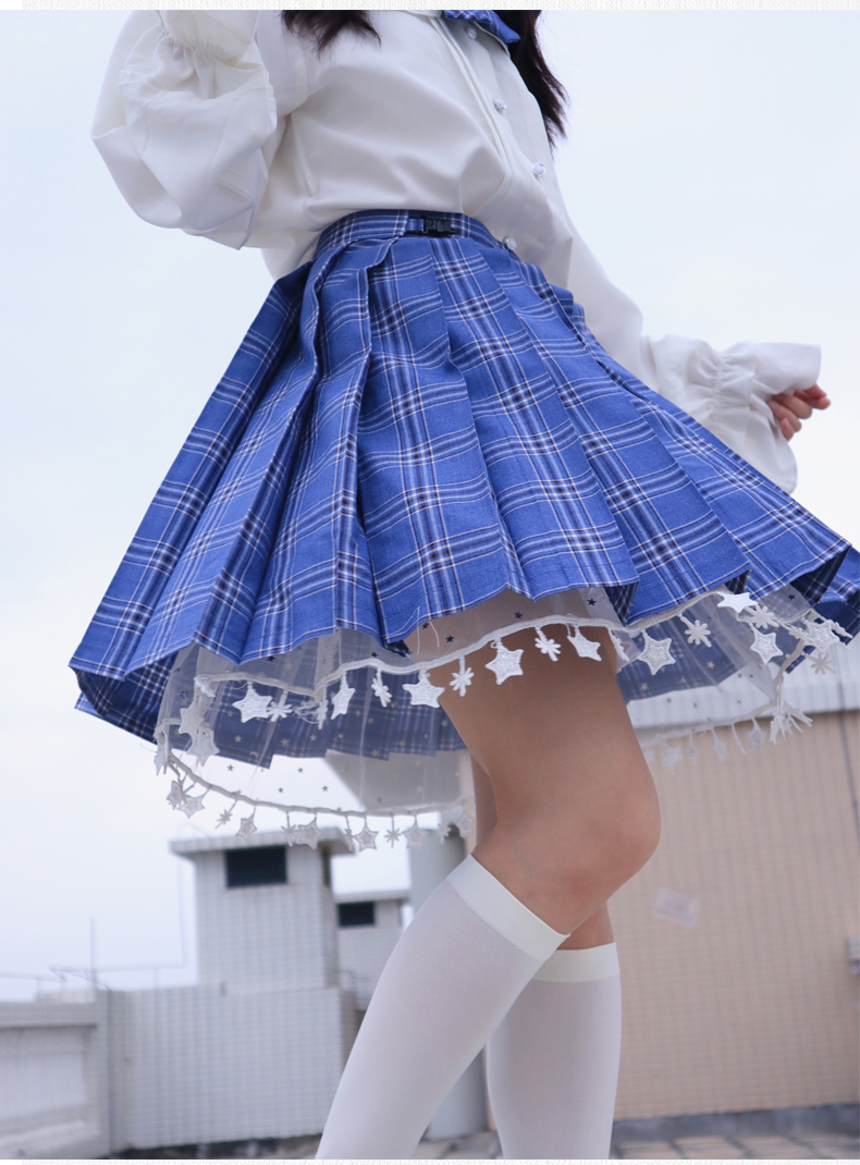 jk打底裤裙撑灯笼裤防走光蕾丝秋冬jk制服南瓜裤安全裤下摆小星星加绒