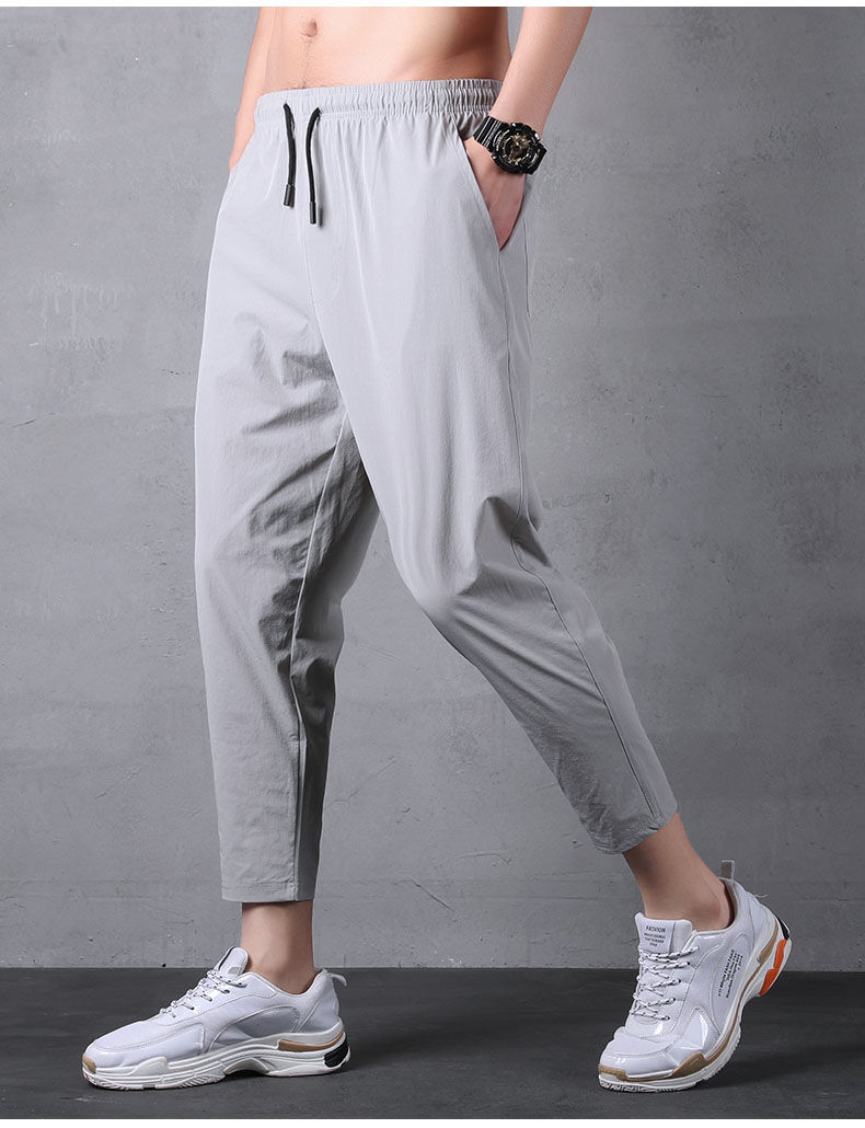 suntek男士休闲裤 suntek夏季九分裤男哈伦裤冰丝薄款速干运动裤八分