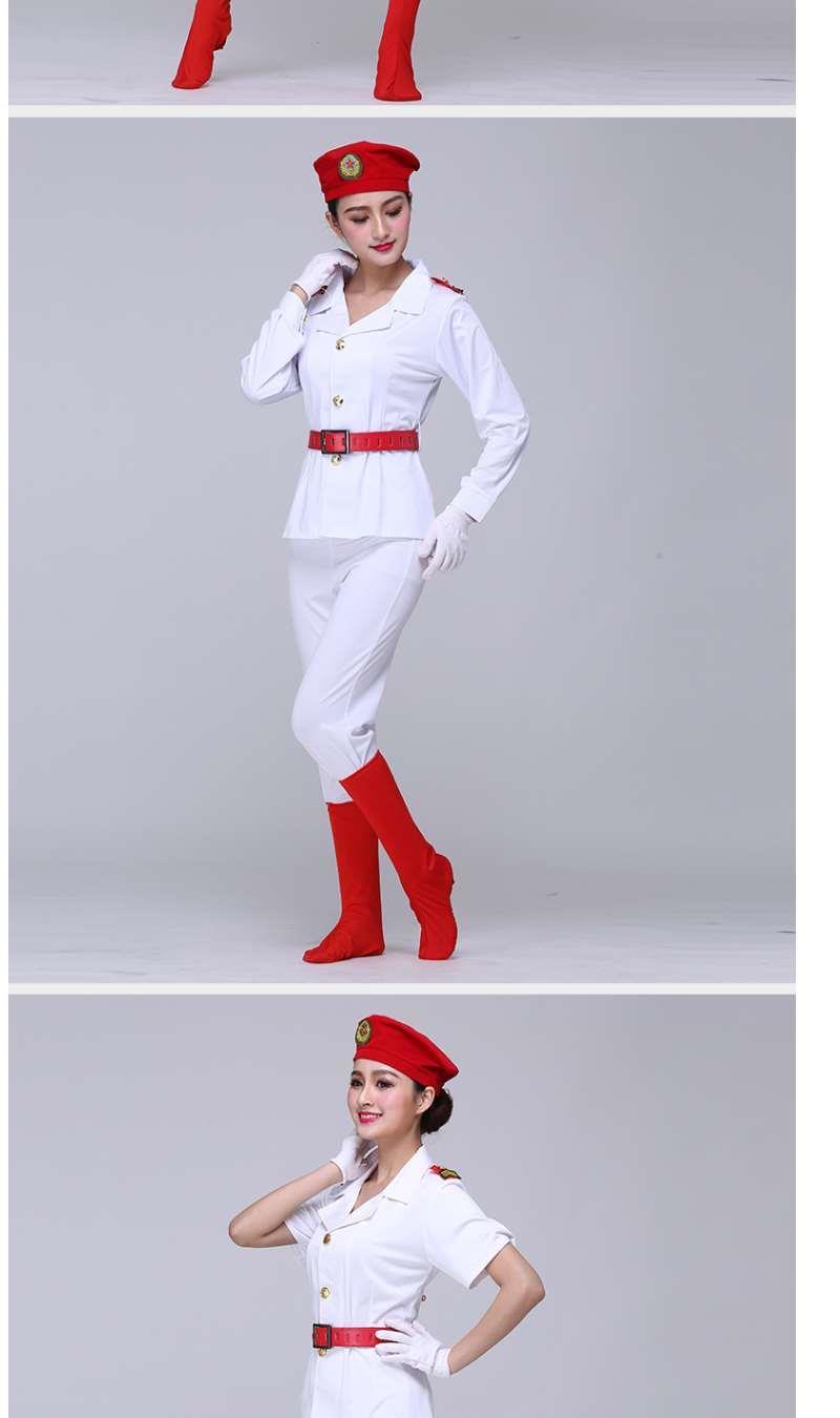 2018成人广场舞军旅女兵舞蹈演出服白色军鼓服迷彩军装表演服套装短袖