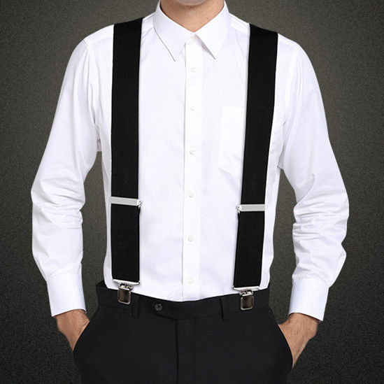 男士背带夹成人背带松紧肩带吊裤带胖子吊裤带西装西裤休闲背带黑色