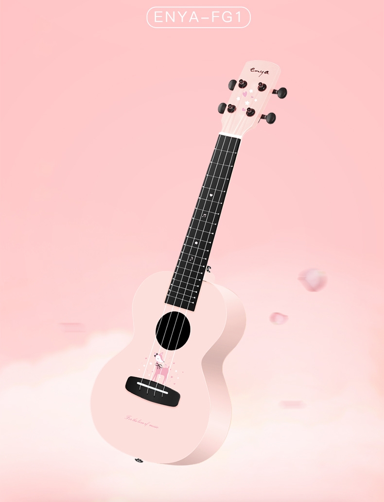 恩雅enya小鹿粉色樱花尤克里里女生款可爱小吉他23寸初学者女男
