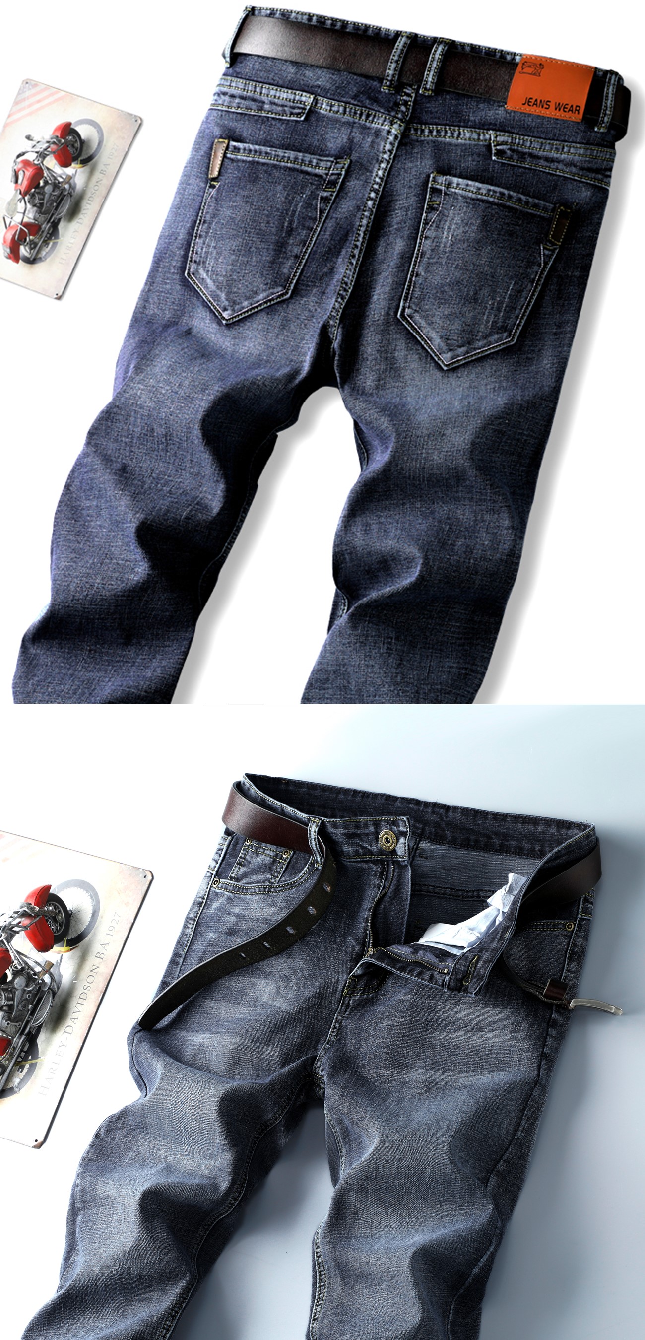 威丹卡顿夏季便宜牛仔裤男宽松直筒耐磨劳保工作干活青