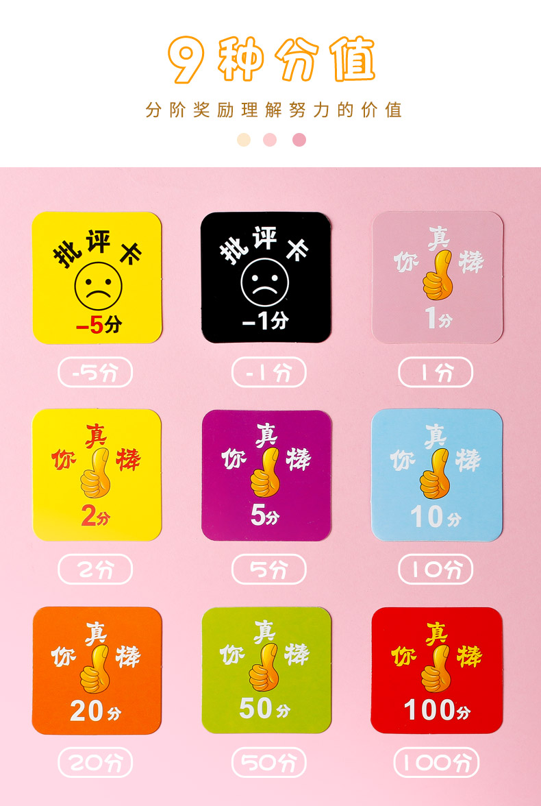 500张金沽长小学生奖励积分卡小学儿童幼儿奖励卡片表扬卡幼儿园宝宝