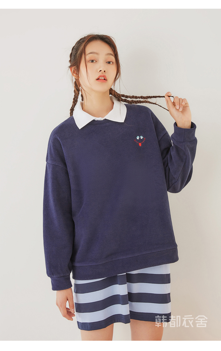 韩都衣舍卫衣女秋冬2020年新款加绒加厚宽松韩版慵懒风潮ins上衣