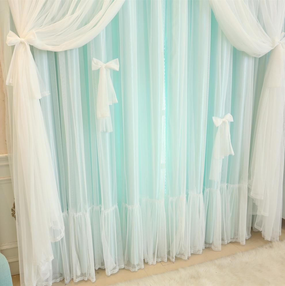 蕾丝窗帘北欧风公主飘窗客厅卧室落地窗欧式窗帘