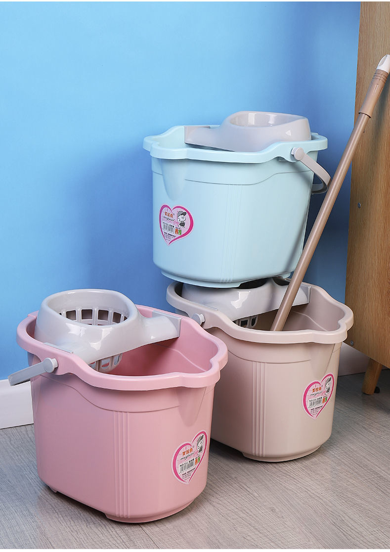 加厚塑料拖地桶家用手动挤水甩干脱水挤水篮地拖桶老式旋转墩布桶中号