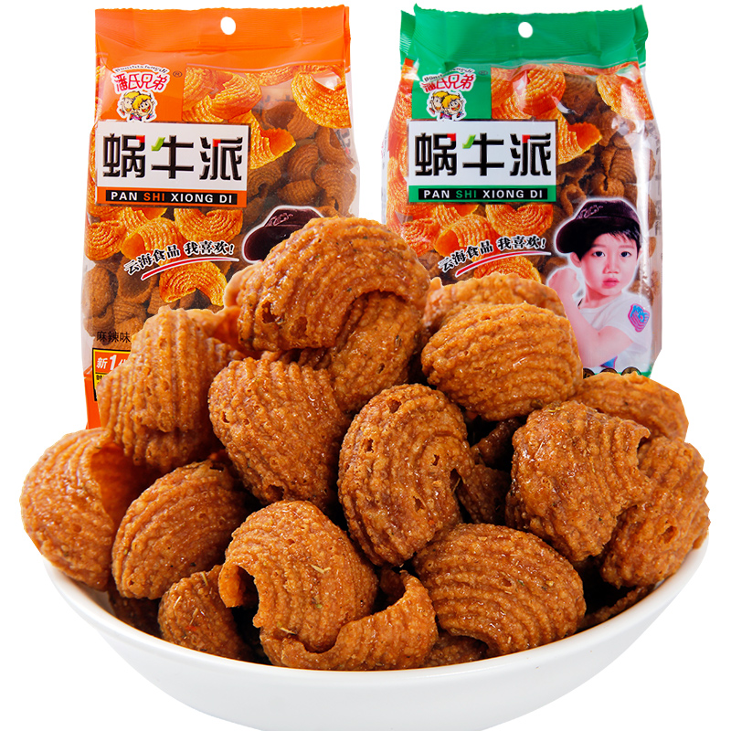 潘氏兄弟蜗牛派蜗牛酥5袋大包酥脆80后回忆猫耳朵膨化零食批3袋牛肉味