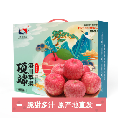 陕西延安洛川红富士苹果礼盒9枚85mm苹果水果甄选大果