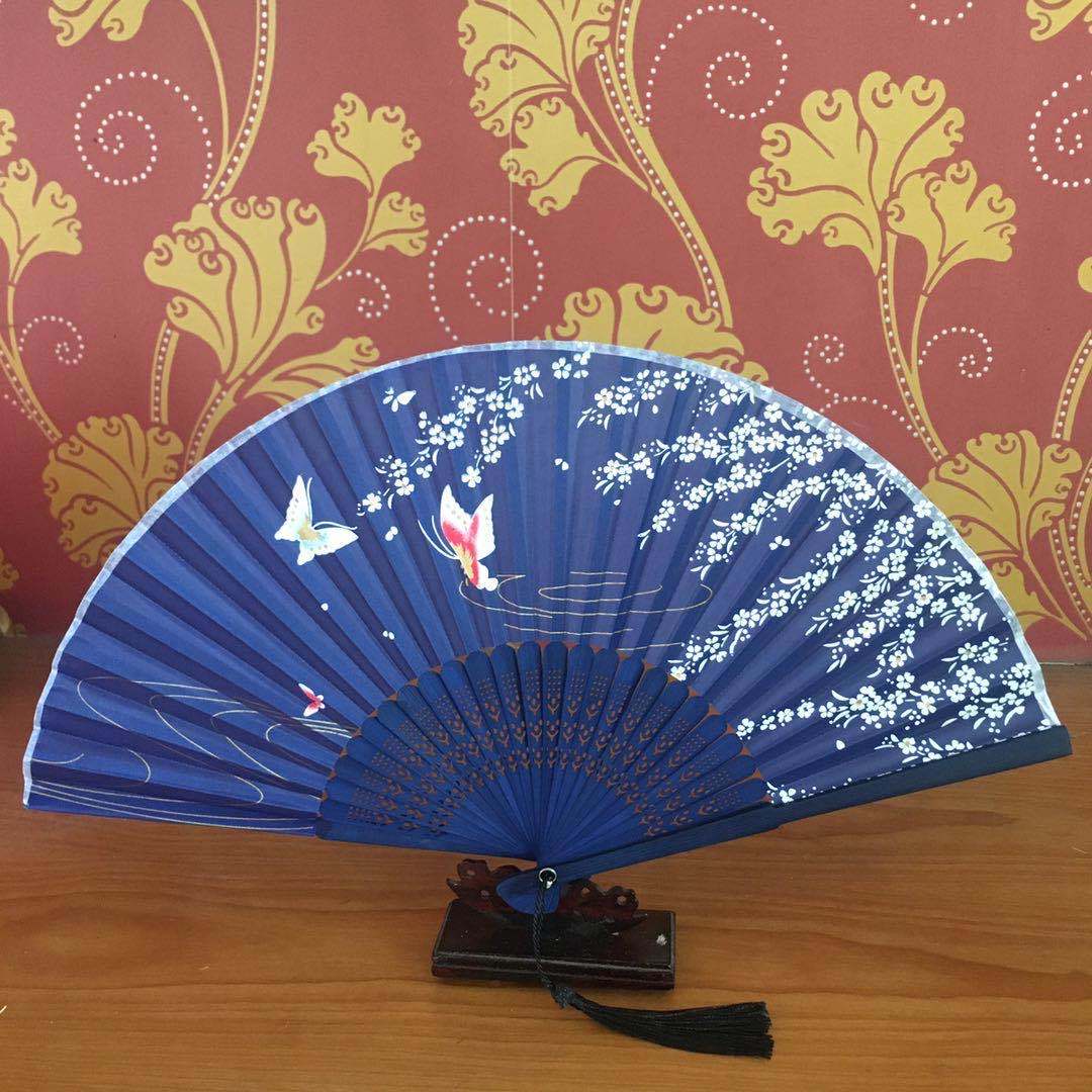 [买二送一]古风折叠扇子一笑扇女士扇学生扇 兰花扇图案随机 无扇套