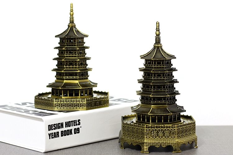 雷峰塔模型杭州西湖旅游景区纪念品金属工艺品摆件送朋友同事礼物 [青