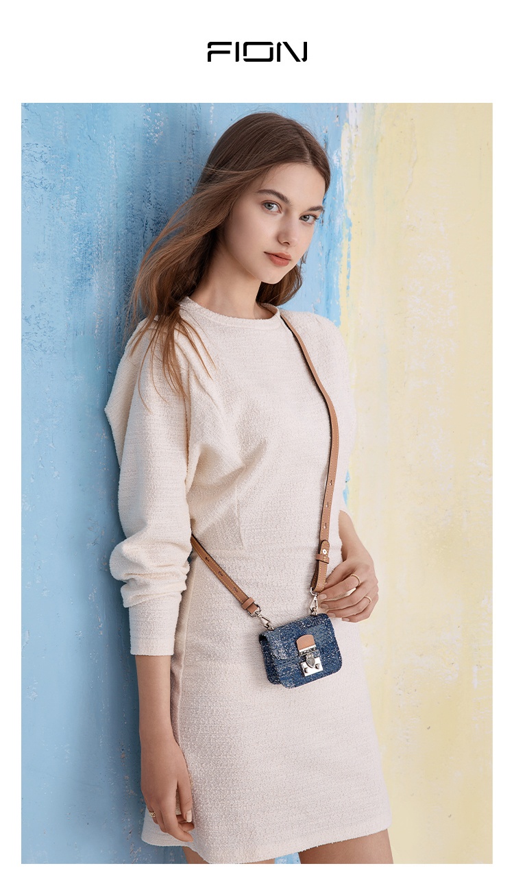 fion菲安妮质感小方包2021新款女包莫奈色油画斜挎包口红迷你包