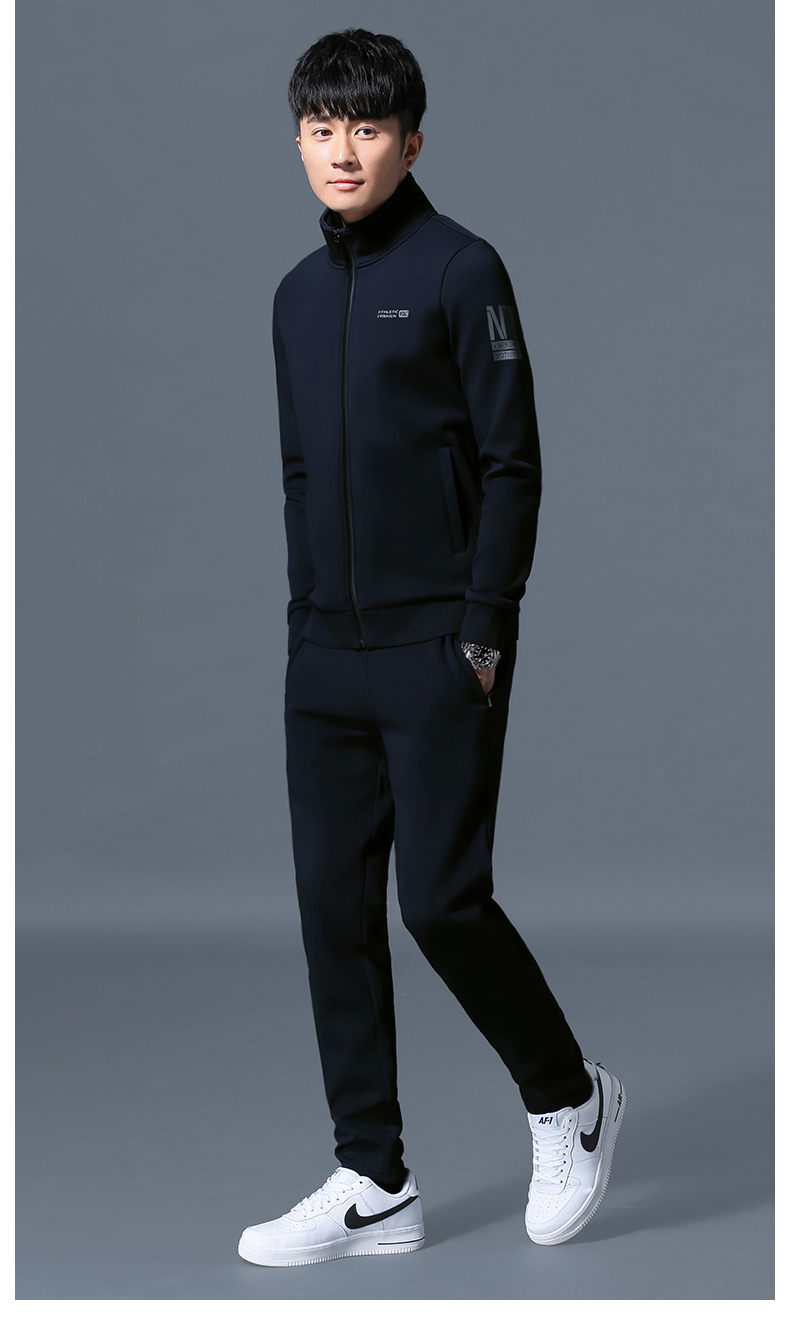 运动套装男加绒加厚时尚帅气大码休闲服卫衣男士一套搭配青少年潮
