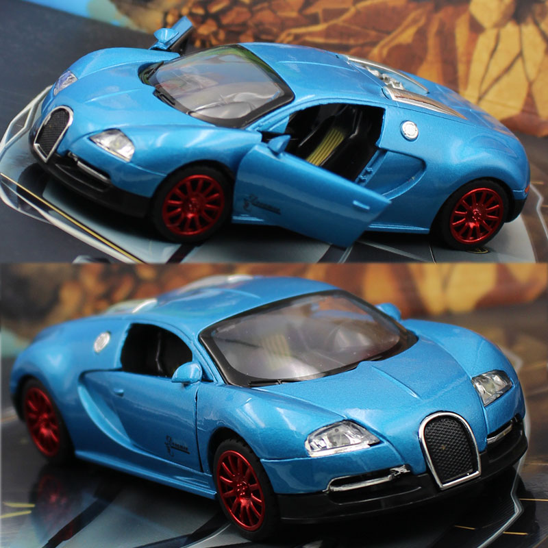 原厂车模132布加迪威龙跑车合金模型声光回力男孩玩具汽车金属车紫色